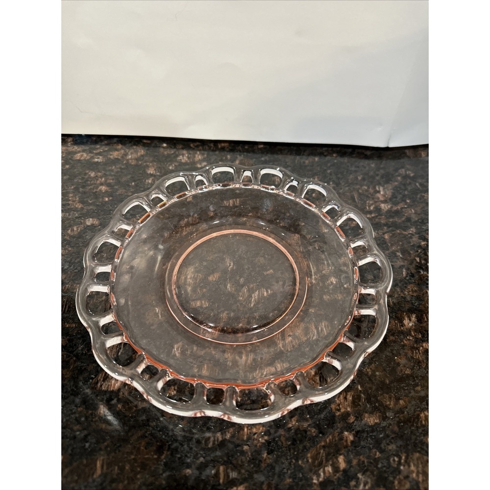Anchor Hocking Old Colony Pink Depression Glass Open Lace Edge Plate 8.5" 1935